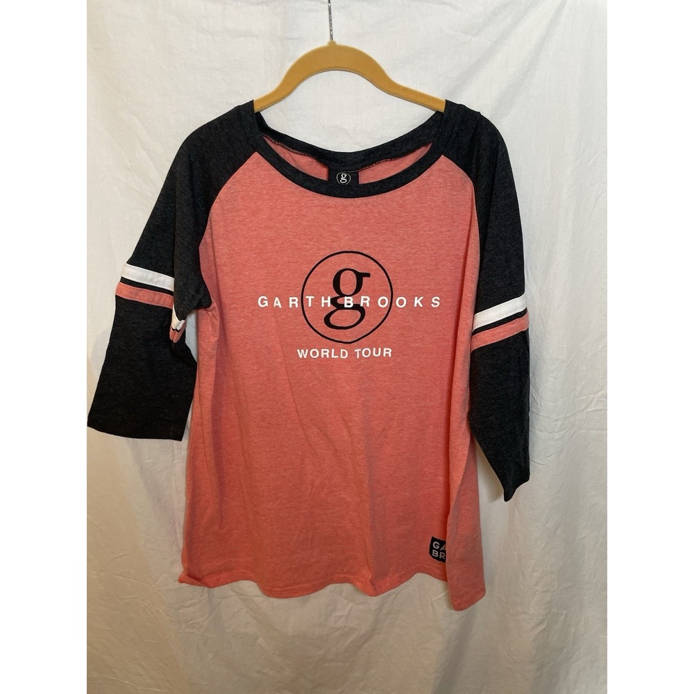 Garth Brooks Womens 3/4 Graphic Tshirt Orange Gray 7 3X fits more like 2X